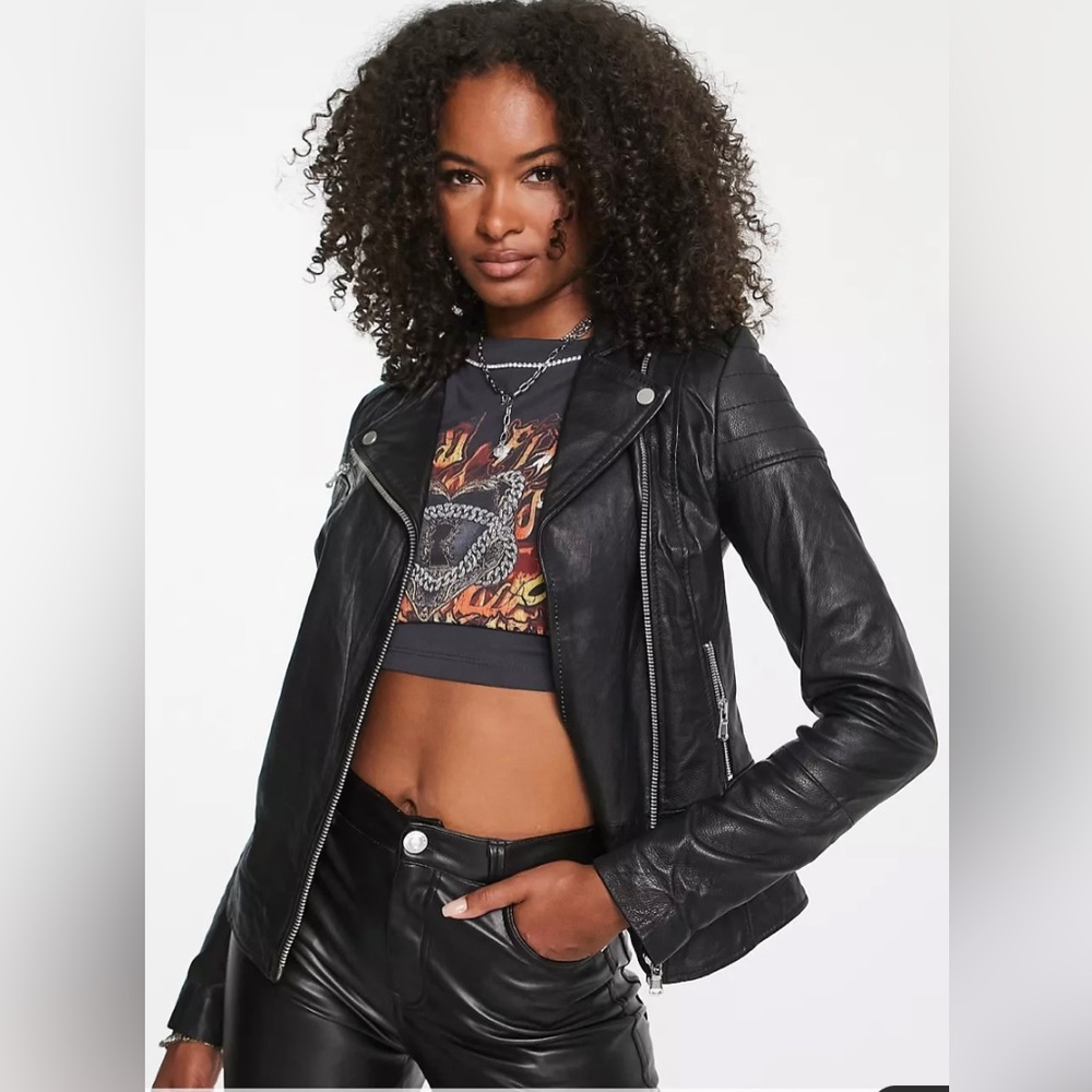 Barney’s Originals Tall Clara Real Leather Biker Jacket Women’s US 6 Tall NWT